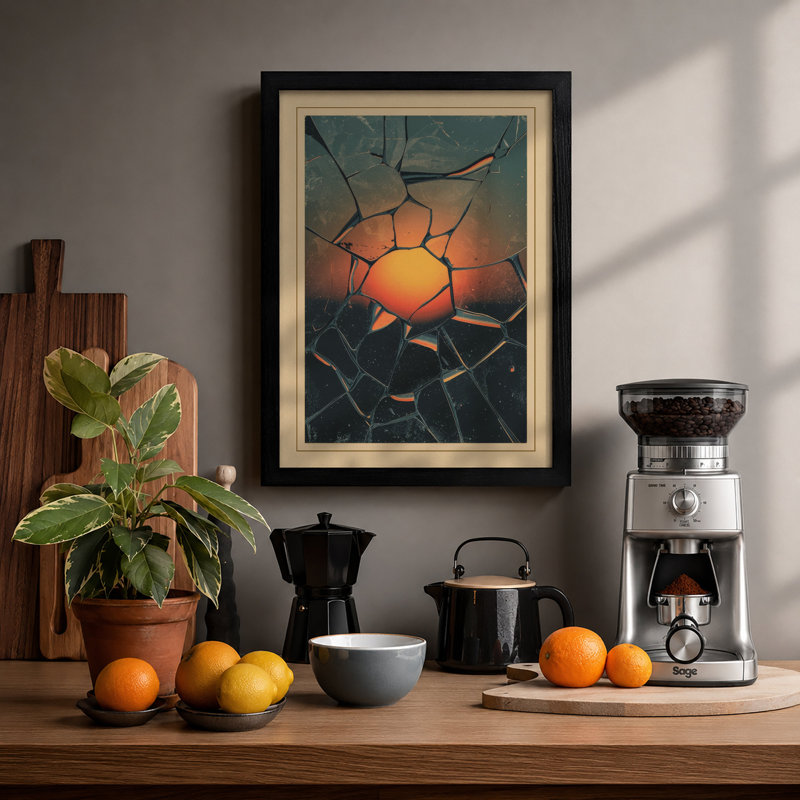 Sunburst Through Ice Geometric - Print, A2 - 59.4 x 42.0 cm, Black