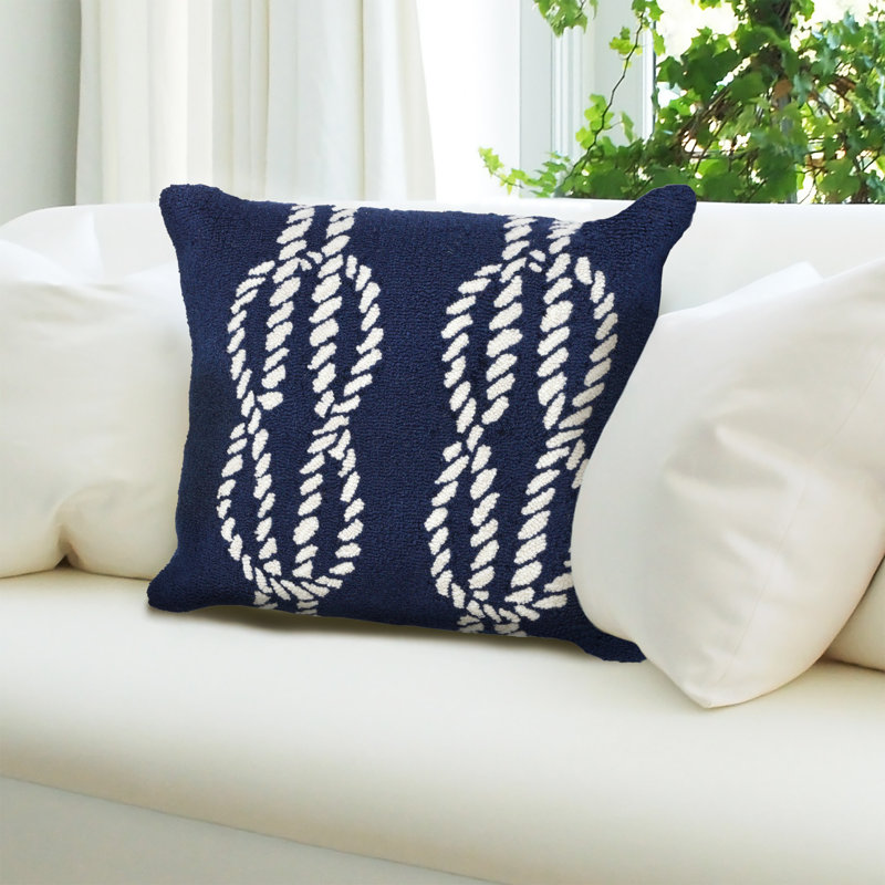 Navy and White Rope Pattern Indoor/Outdoor Square Pillow Set