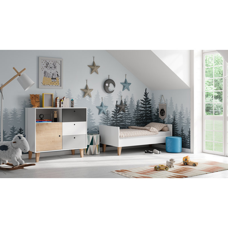 Aleana 3 Drawer Combi Chest, Oak/White/Grey