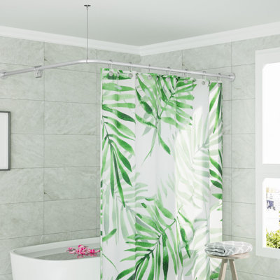 Tringle de rideau de douche en forme de L, réglable [23,81 "-53,15"] X [23,81 "-53,15"] Tringle de rideau de douche d'angle 90 degrés pour salle de bain, baignoire, magasin de vêtements, support de plafond, argent