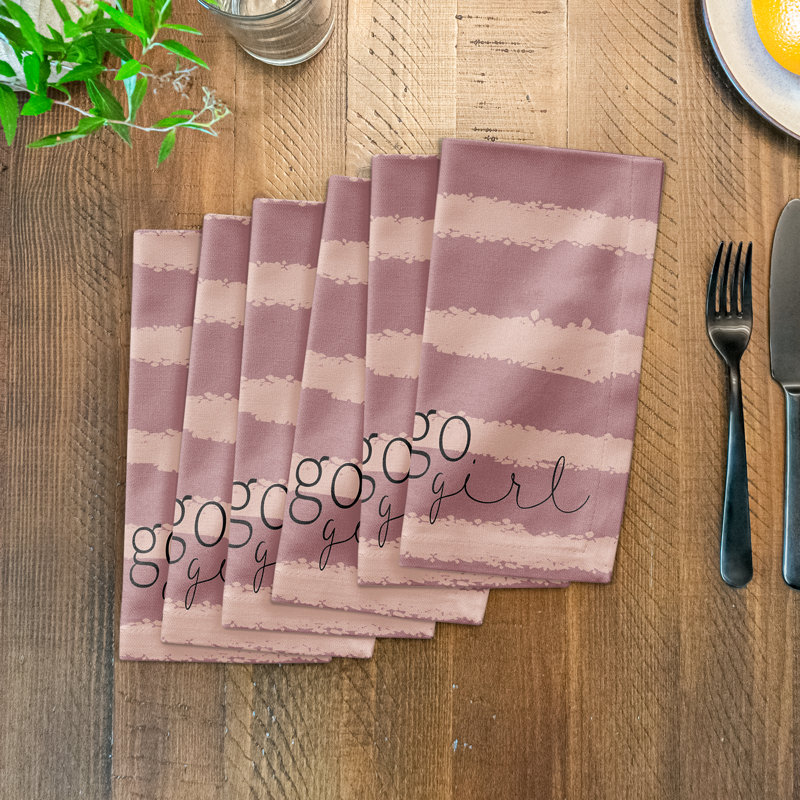 Ednamae Cotton Striped Square Napkin, Light Pink/Purple