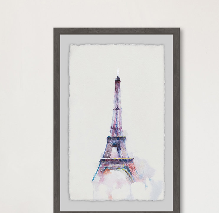 «Majestic Eiffel Tower», reproduction de cadre photo sur papier, H 18 po x l 12 po, Encadré gris