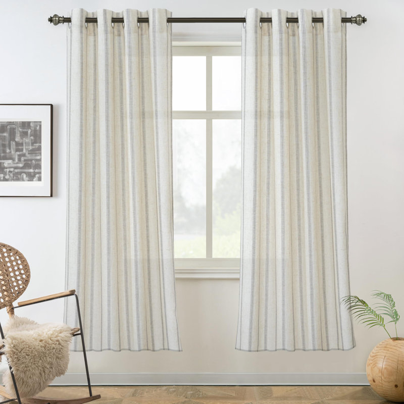 Rideau en mélange de lin Jeanenia, gris, L 52 po x L 102 po