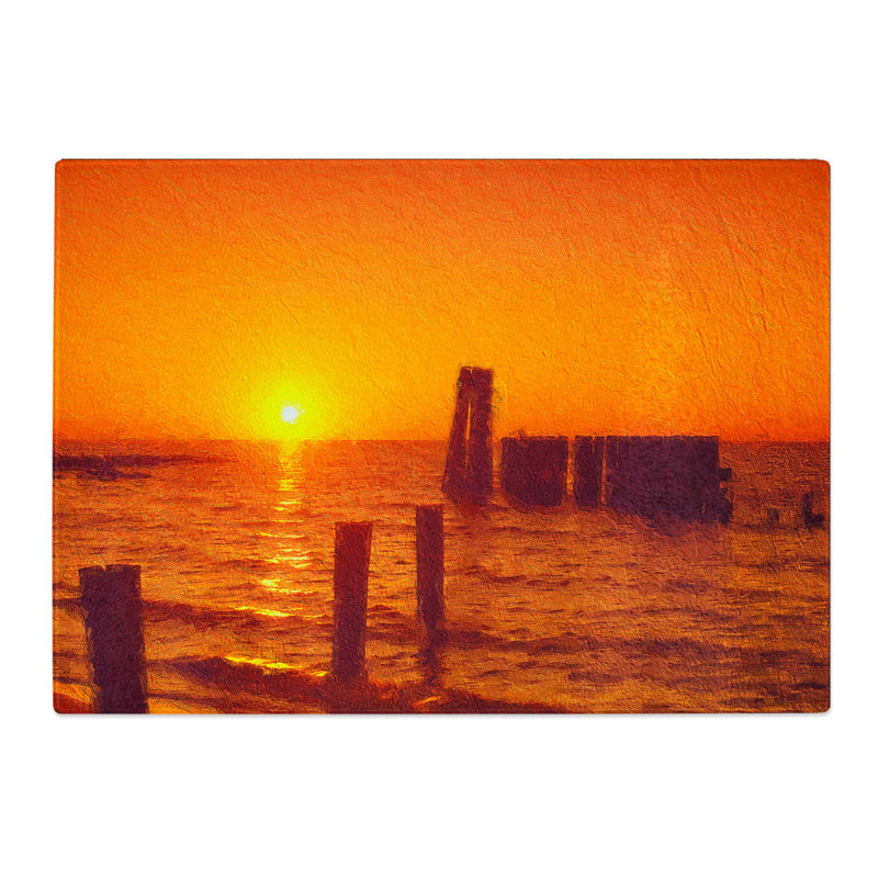 Tempered Glass Sunset in Virginia Chopping Board, 39 cm W x 28.5 cm L