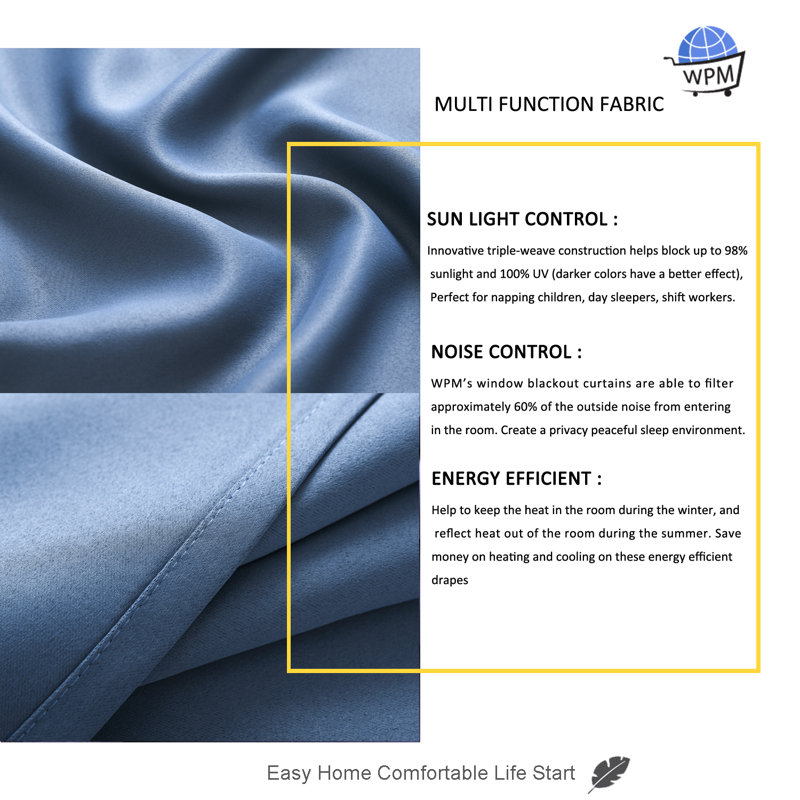 Blackout Drapes Curtains / Drapes Pair, 42" W x 84" L, Navy 