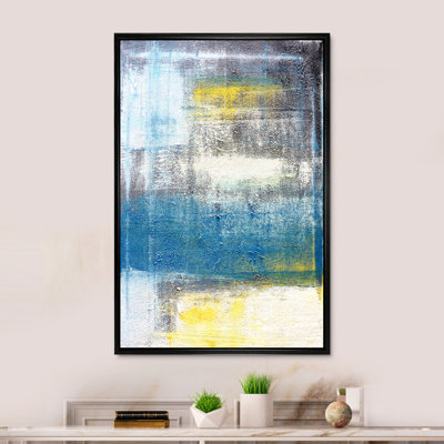 Teal Meets Yellow Abstract Art III - Painting on Canvas