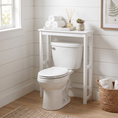 Dorset 27 x 9 White Wood Space Saver Toilet Base Cabinet with Storage Compartment on Top