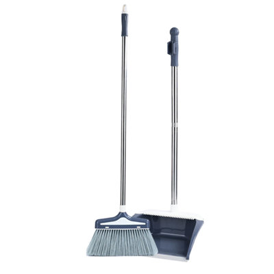 broom dustpan Brooms And Dustpan Set With Long Handle- Windproof Stand Up Dustpan With Brooms Combo For Home Kitchen Room Office Lobby Floor Use