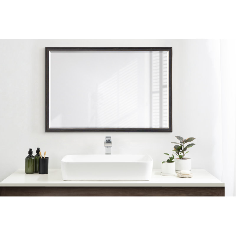 Miroir mural de salle de bain Lazio, 20 po x 30 po, Noir patiné