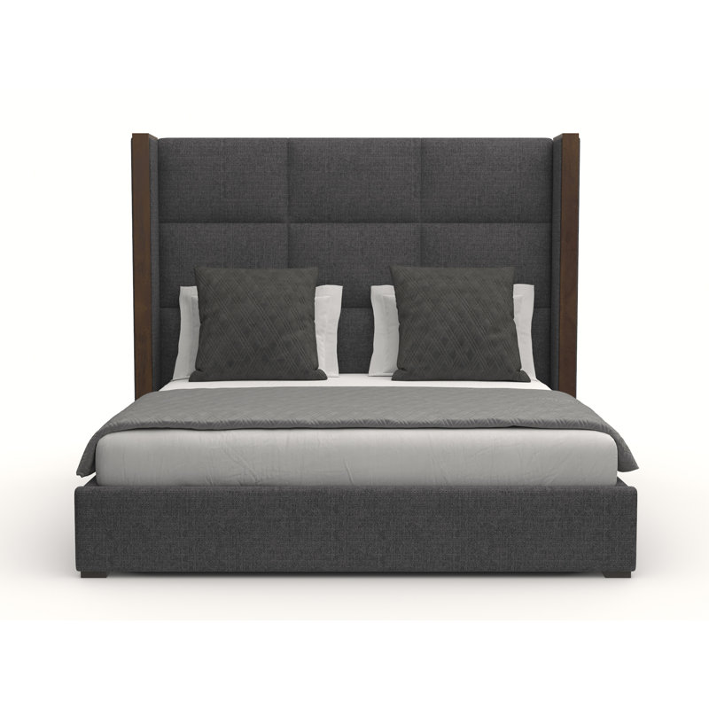 Lit tapissier capitonné standard Dipson, Revolution® gris anthracite, Très grand californien (moyen)