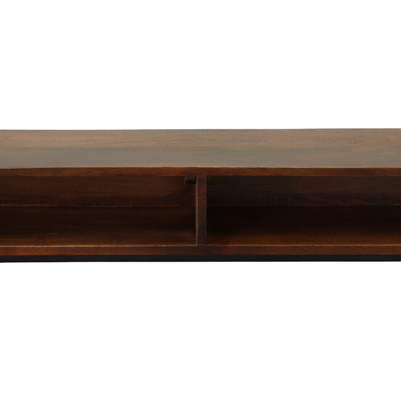 Rustic Brown 42 Inch Console Table with Compact Storage Cubbies, Chestnut