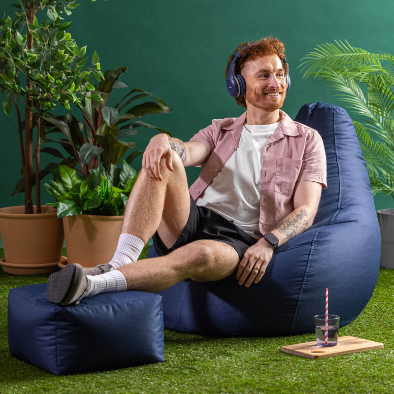 icon Recliner Bean Bag Chair & Pouffe, Navy Blue