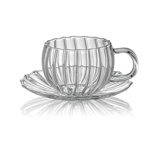 Sahara Coffee&Tea Espresso Cup Clear With Handle+2 Saucer Cl.7