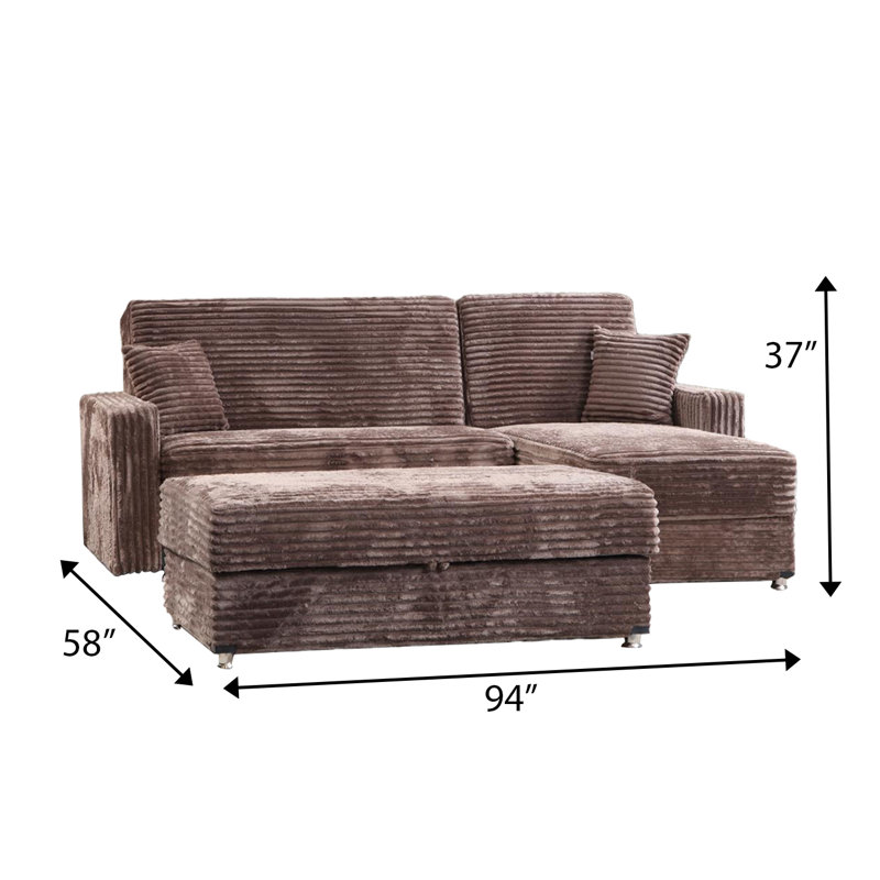 Monet Soft Sofa Chaise, Brown Corduroy