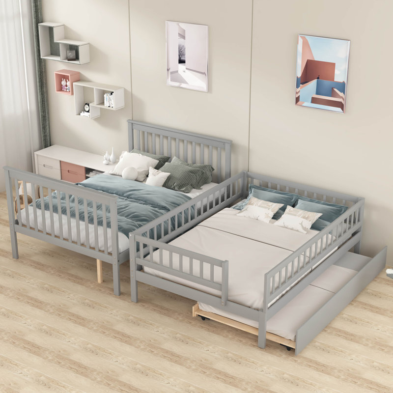 Lit superposé double avec couchette Ereline par Harriet Bee, Gris
