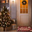 Tapis de Noël pour l'extérieur Merry Christmas Paillasson décoratif antidérapant Buffalo