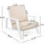 Outdoor Lounge Chair With Beige Cushion And White Wood - Ideal For Poolside Or Fire Pit Reading Relaxing-754835628