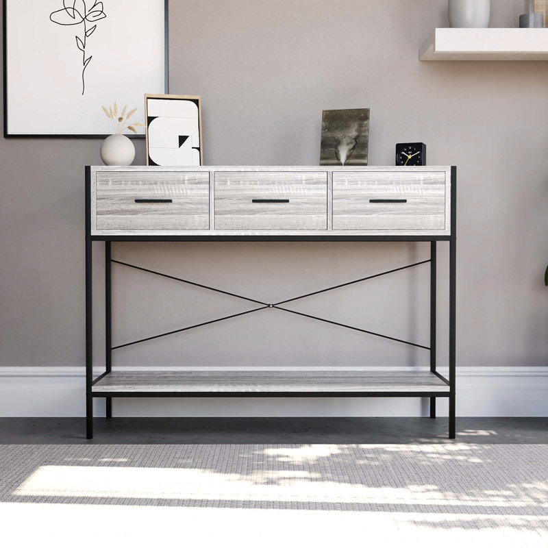 Sylvie 100Cm Console Table, Grey, Grey/Black