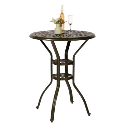 Ghevont Round Aluminum Outdoor Bar Table
