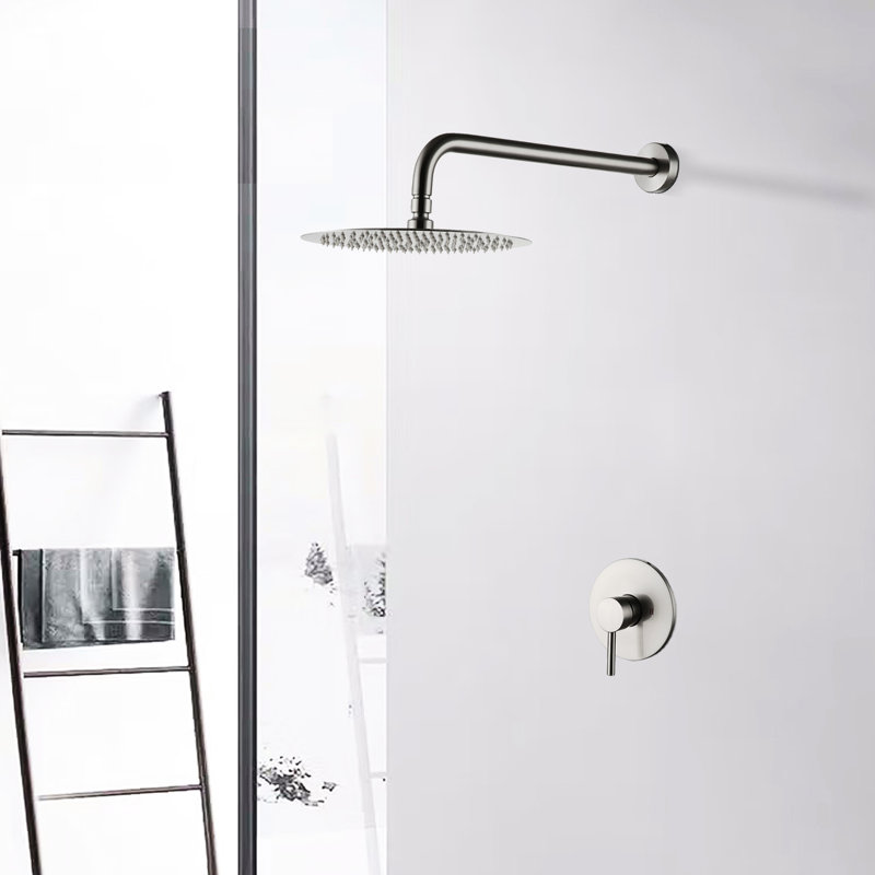 Brushed Nickel Shower Faucet Wall Mounted With Included Valve - Robust Brass Production Piece