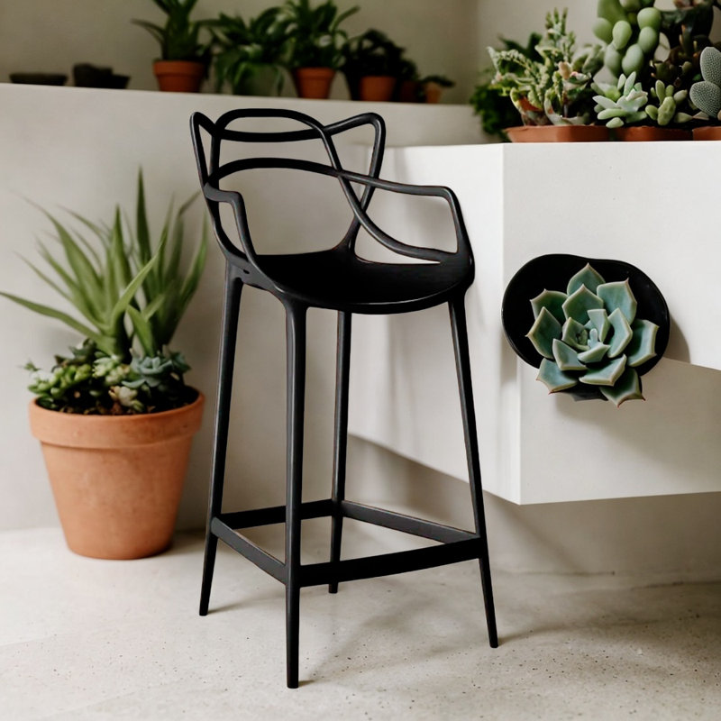 Upholstered Counter Stool, Black, Bar Stool (30" Seat Height)