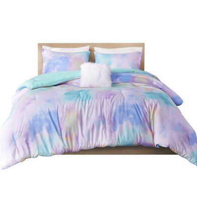 King Bed Tie Dye Comforter And Sham - Microfiber Cover, , Colorful Print With Piped Edges Soft Microfiber, Machine Wash Steam Iron, 2 Shams
