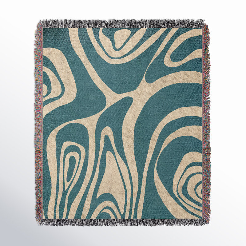 Kayle Abstract Zebra Pattern Blanket Throw, Throw, Teal/Beige