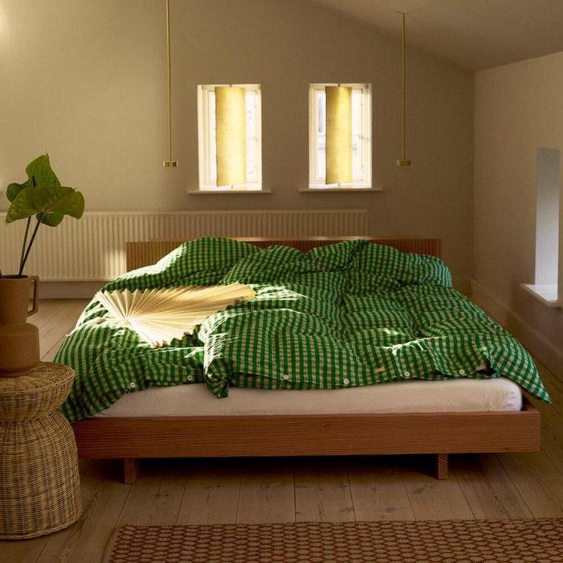 Baek And Bolge Duvet Cover, Twin Duvet Cover + 1 Standard Pillowcase, Green/Sand
