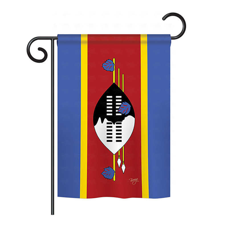 Drapeau maison en polyester 2 côtés swaziland, H 40 po x l 28 po