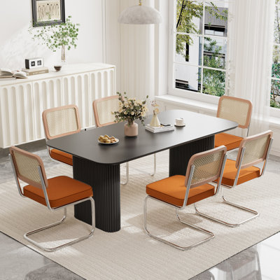 Ensemble de table de salle à manger rectangulaire à double piédestal