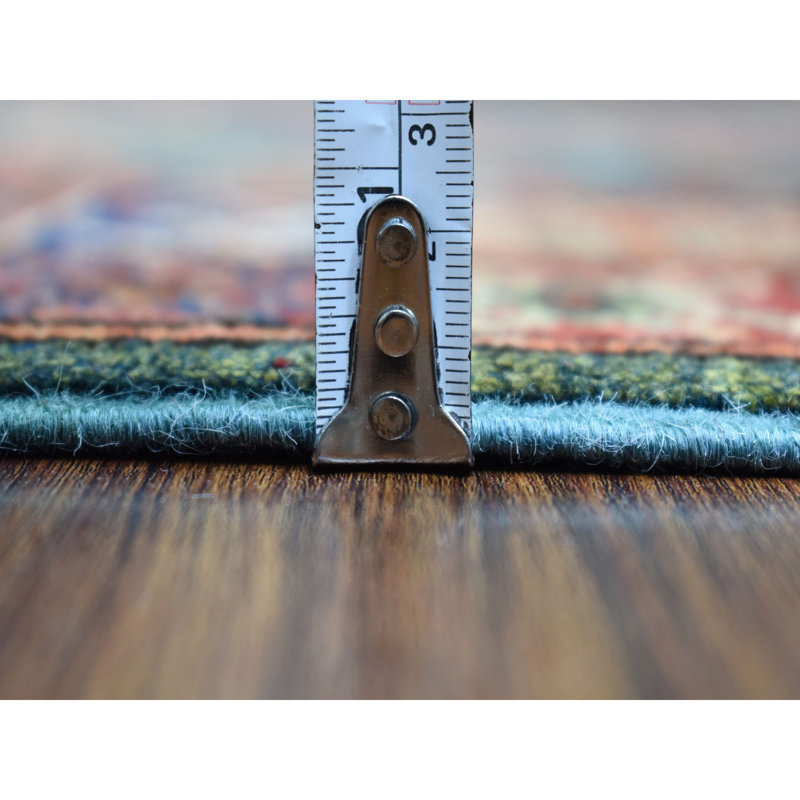 Tapis bleu sarcelle en laine noué à la main 4 pi 10 po x 12 pi 9 po D3019286658C457CA9207952B9332B9D