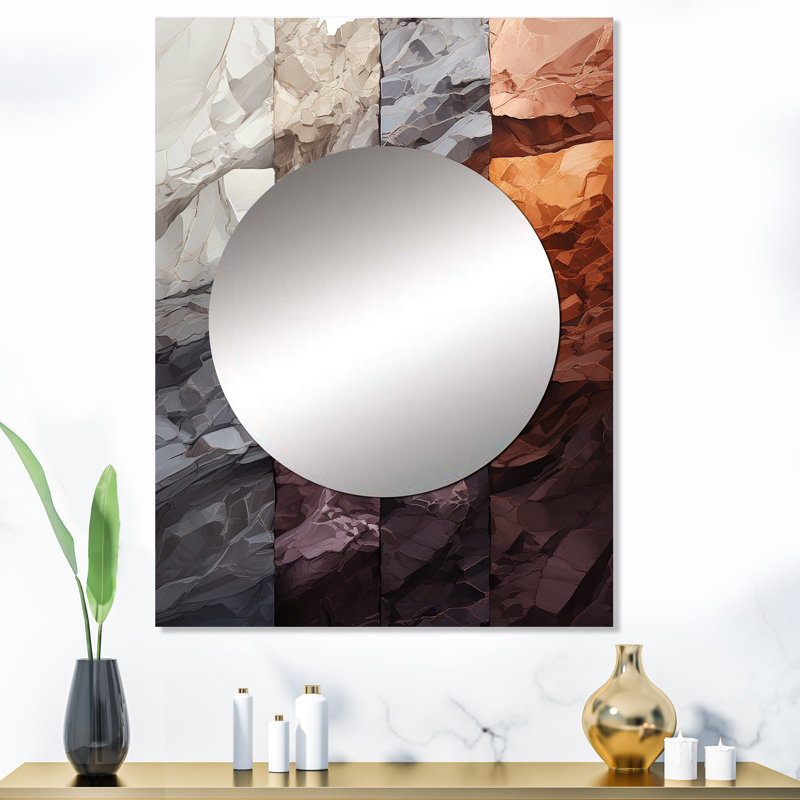 Peryna Bean Stone Collage - décor de miroir mural unique en pierre géode, 40 po x 30 po