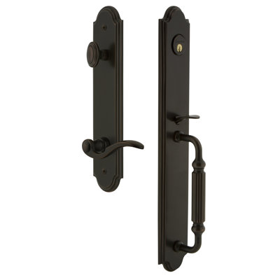 Arc One-Piece Handleset with Single Cylinder Deadbolt and F Grip with Bellagio Lever