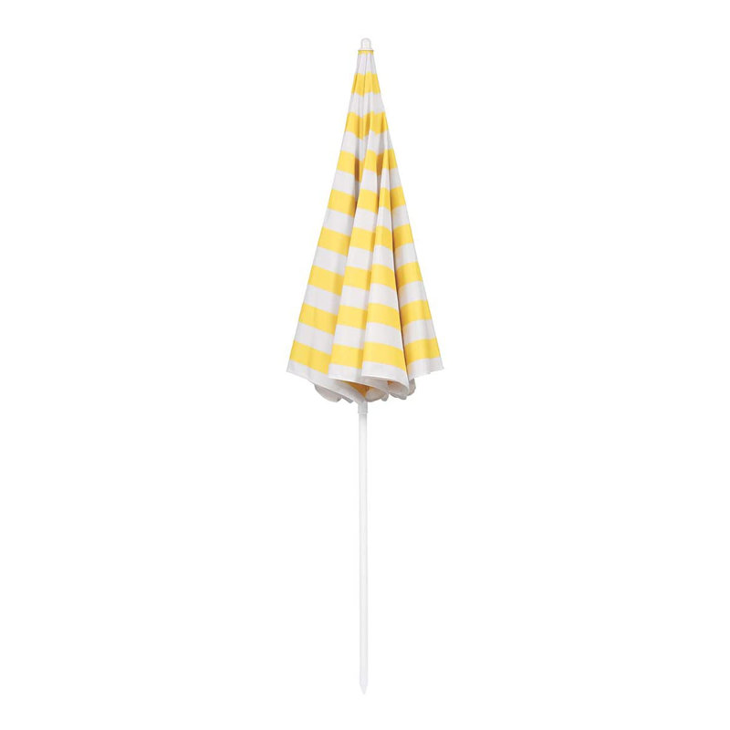 1.6m Beach Parasol, Yellow/White Stripes