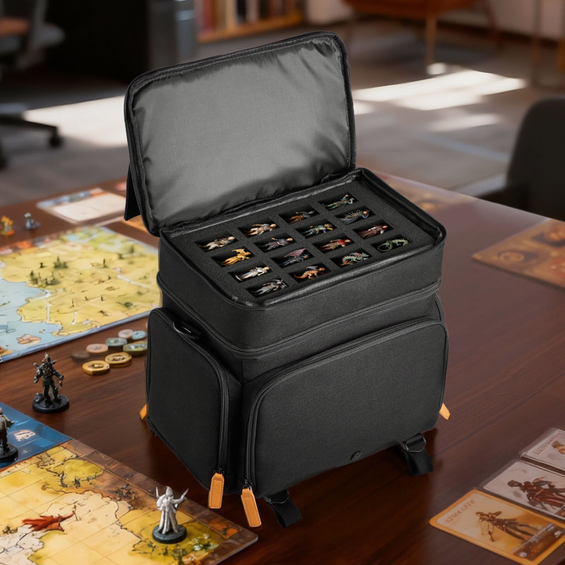 Sac de rangement miniature pour figurine, peut accueillir 16 figurines d'infanterie, sac de transport miniature avec poignée et bandoulière réglable, 1 couche de mousse pour une grande capacité de rangement (minis non inclus)
