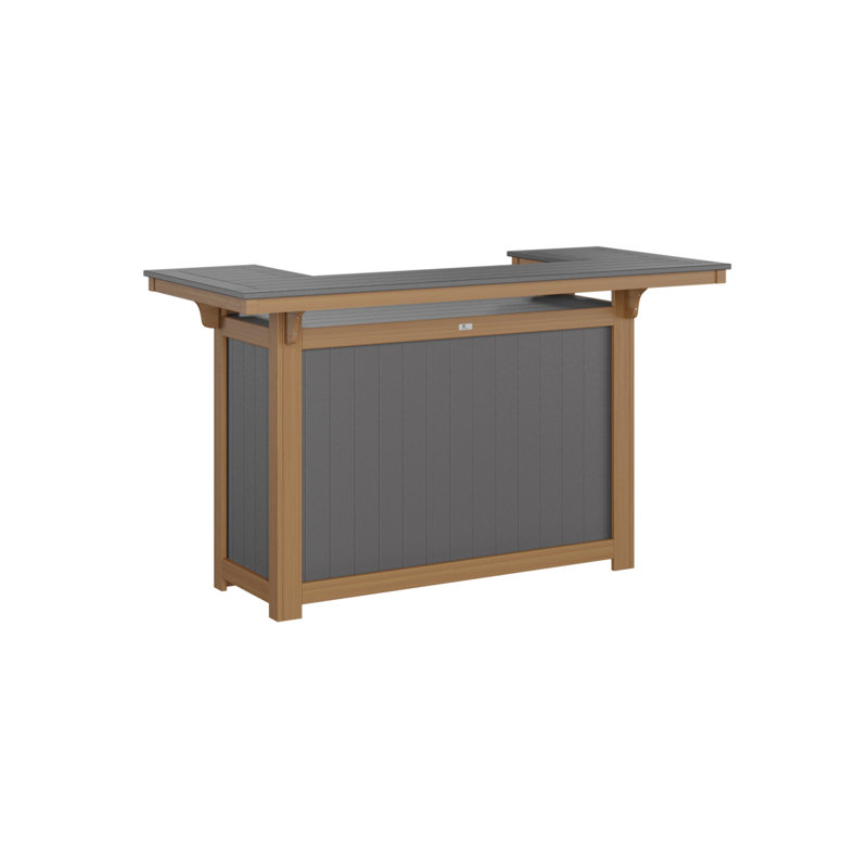 Outdoor Rectangle Bar Table, Smoke Gray, Natural Teak