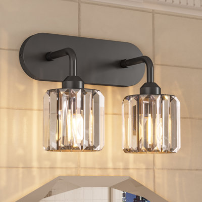 Dimmable Bathroom Vanity Light with Crystal Shade