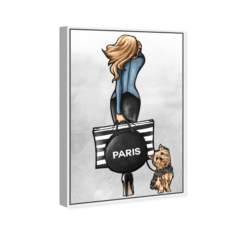 «Fashion Walk Friend Blue Outfits», impression sur toile, H 36 po x l 24 po, Toile blanche encadrée