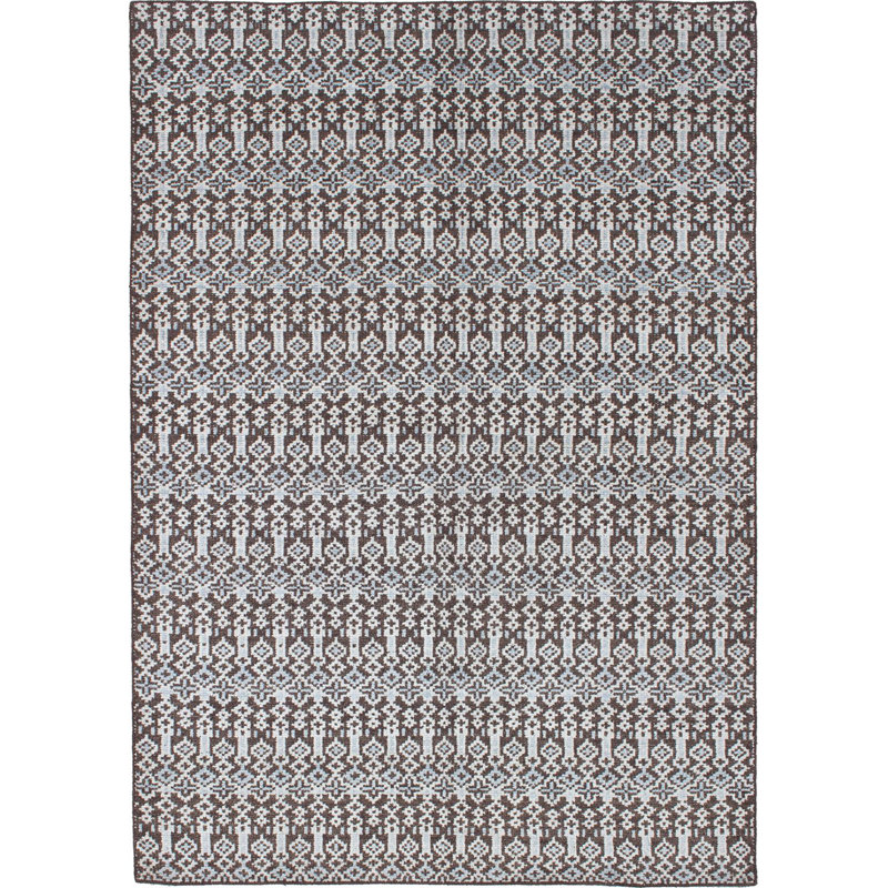 Tapis brun foncé noué à la main de conception unique 5 pi 3 po x 7 pi 5 po Quanicia