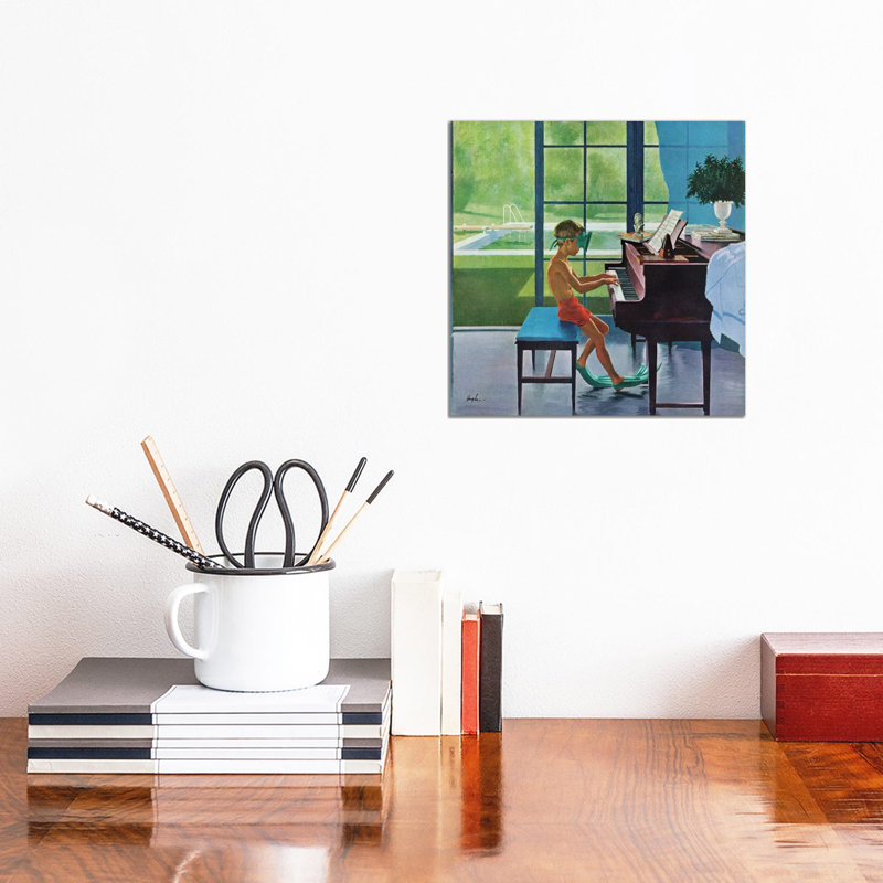 Poolside Piano Practice by George Hughes - Gallery-Wrapped Canvas Giclée on Canvas, Does Not Apply, Wrapped Canvas