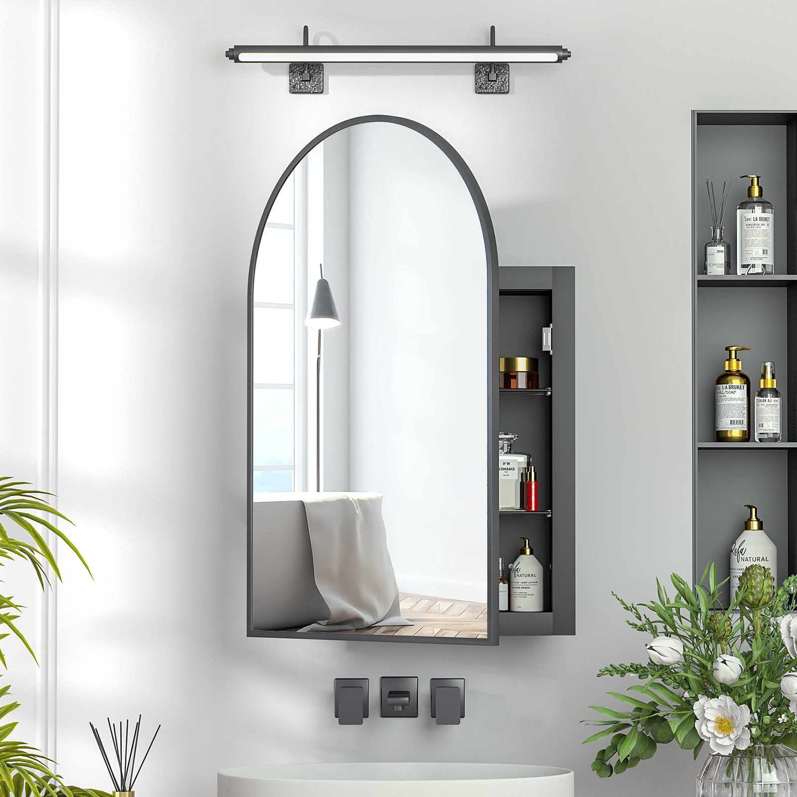Poulton Medicine Cabinet, Matte Black, 30" H x 20" W x 4.5" D