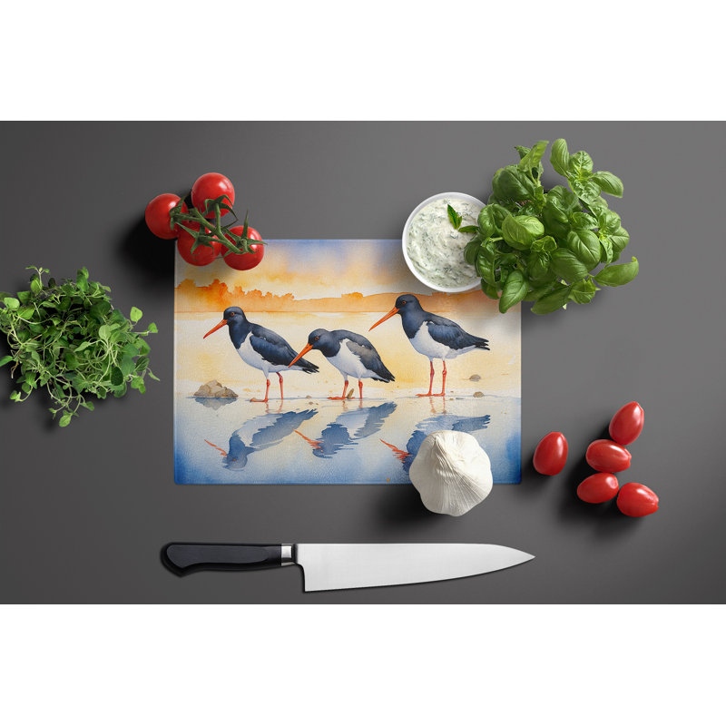 Oystercatchers Foraging Glass Cutting Board