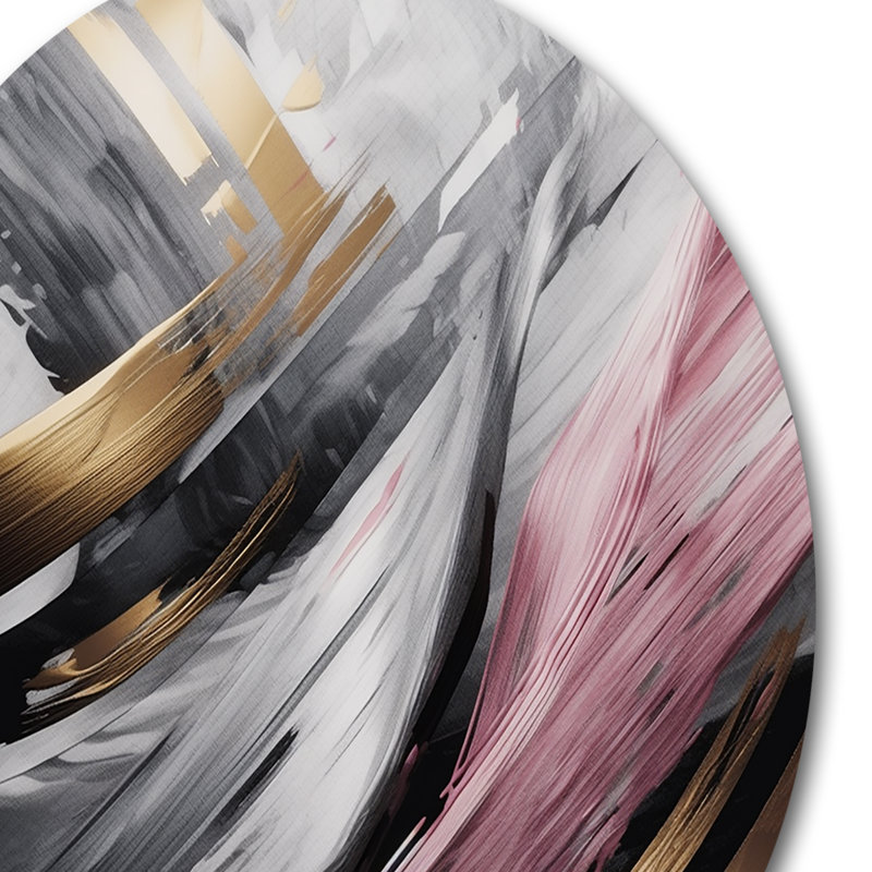 Décoration murale en marbre rose et doré mystérieux - marbre abstrait, H 29 po x l 29 po x P 1 po