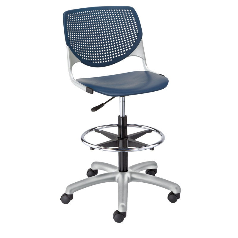 Chaise de dessinateur Kool, Bleu marine, Blanc