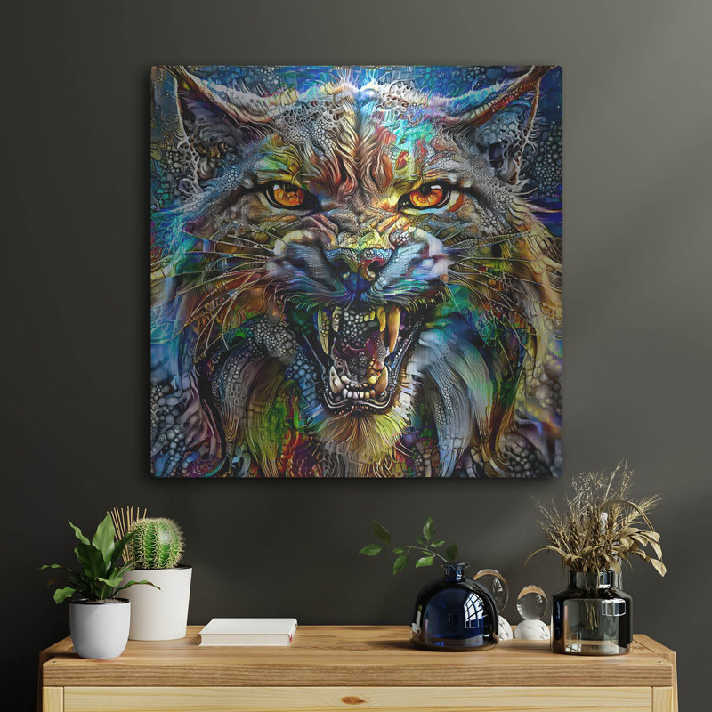  «Lynx» par Pierre Gavidia, art mural en métal, 24 po x 24 po, H 24 po x l 24 po