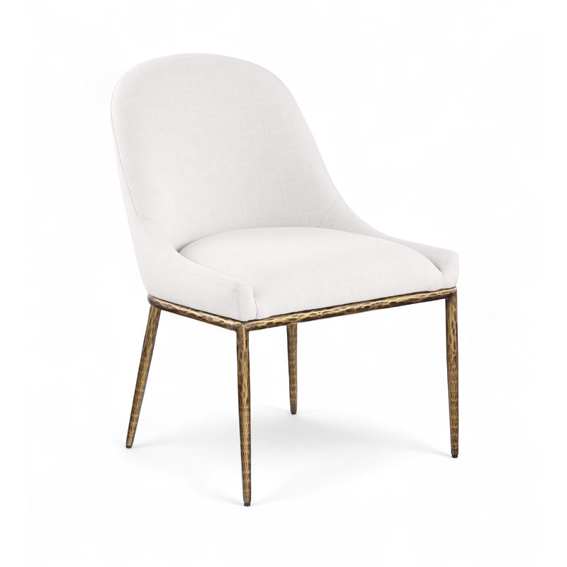 Chaise d'appoint rembourrée Ferro Hessle, Tissu crème texturé en lin, Or brossé