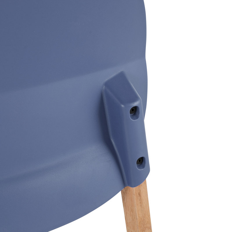 Grey Blue 4 - Chair For Indoor Dining And Living Areas, Red Oak Wood Legs Hand Finished With Unique Character, Industrial Grade Polypropylene Seat That Is Waterproof Scratch Proof, Commercial