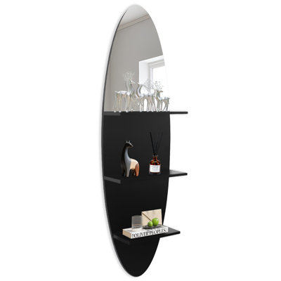 Oval Wall Shelf with Mirror