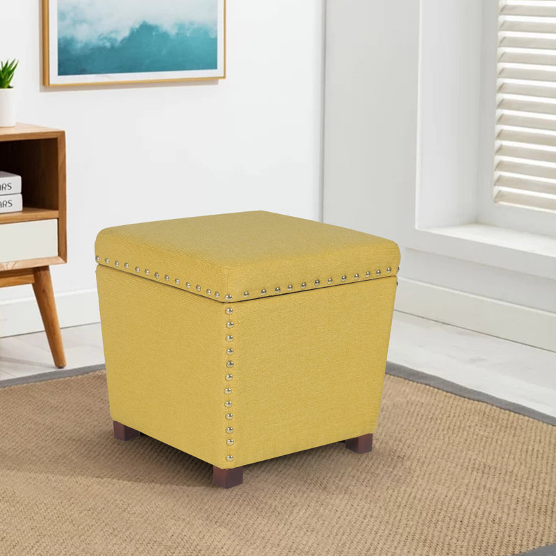 Petit repose-pieds avec rangement, repose-pieds, tabouret en tissu pour salon (turquoise moyen), Polyester gingembre