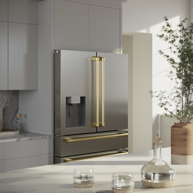 ZLINE Autograph Edition 36" French Door Refrigerator w/ Water and Ice Dispenser in Fingerprint Resistant Stainless Steel Traditional Handles